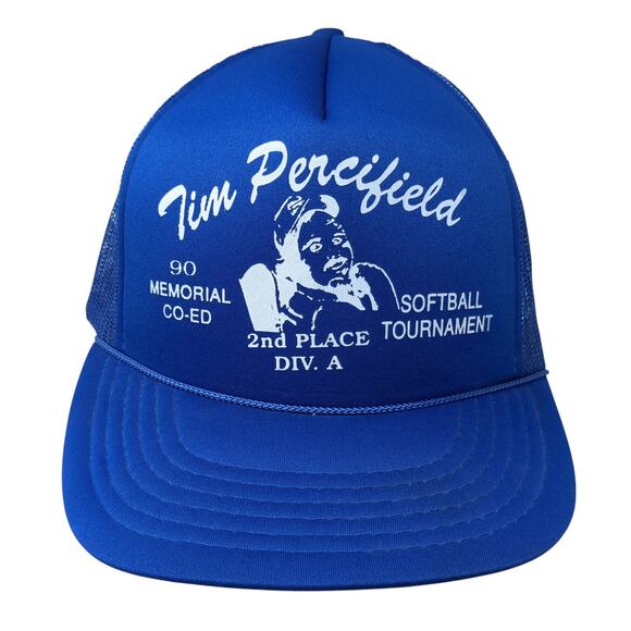 Tim Percifield Snapback Trucker Hat Blue OS Rope The Madhatter Vintage - Picture 1 of 10